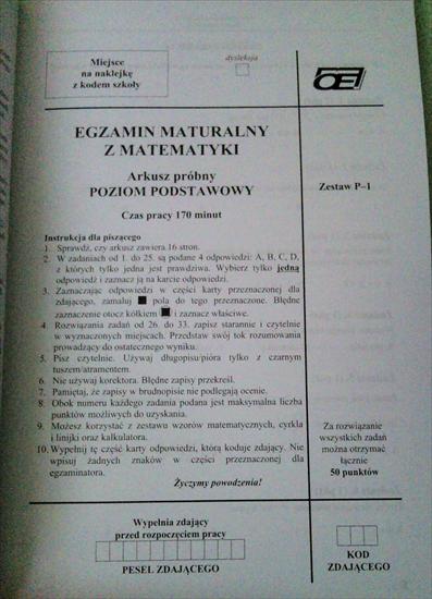 Próbne arkusze maturalne. Matura 2011 - 2012. Wydawnictwo - Oficyna Edukacyjna - DSC01004.JPG