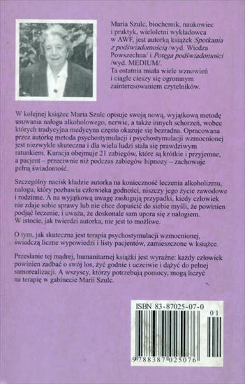 Maria Szulc - Spotkania z podświadomością - okładka książki - Wydawnictwo Medium tył.jpg