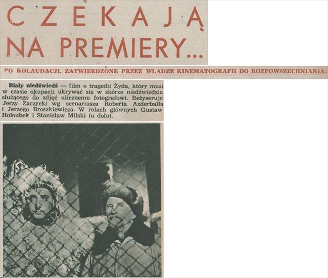 Recenzje i opisy ... - Biały niedźwiedź 1959, reż. Jerzy Zarzycki Gusta...w Mikulski, Emil Karewicz. Ekran nr 40, 4 X 1959.jpg