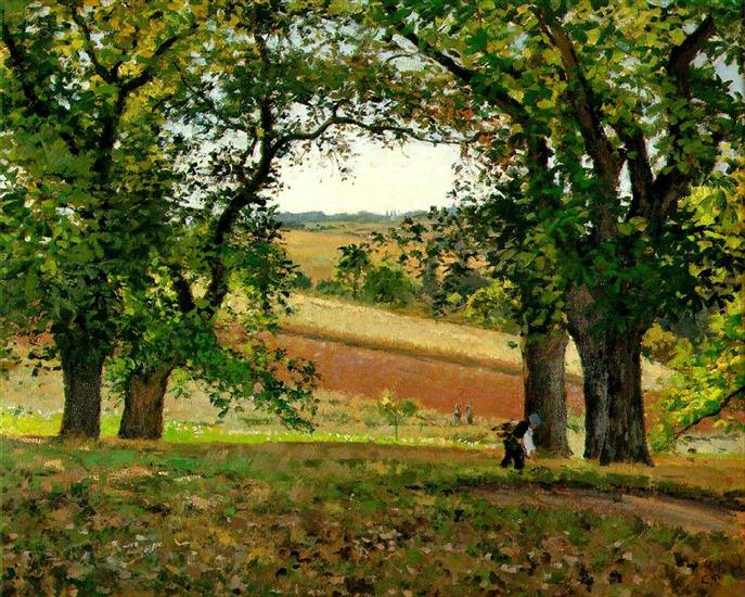 Malarstwo Obrazy - The_Chestnut_Trees_at_Osny2C_18732C_Camille_Pissarro.jpg