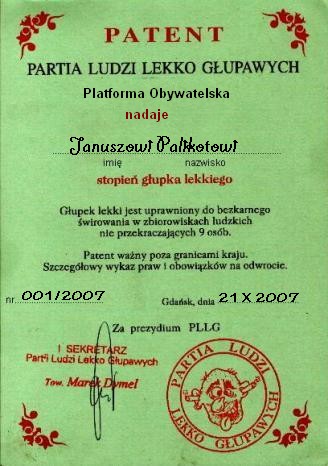 TUSK I JEGO BANDA - Patent .PO