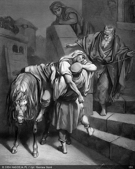 Grafiki Gustawa Dor do Biblii Jakuba Wujka - 191 Przybycie dobrego Samarytanina do gospody Ś. Łukasz 10,34.jpg