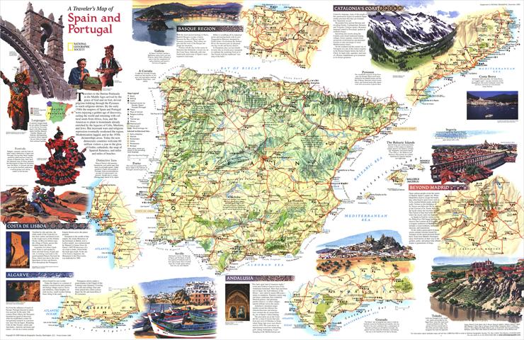 Hiszpania-Portugalia - Spain and Portugal - A Travellers Map 1998.jpg