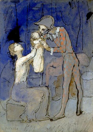 Picasso 1905 - Picasso Familie darlequin. 1905. 11-3.8 x 8-1.2. Ink and go.jpg